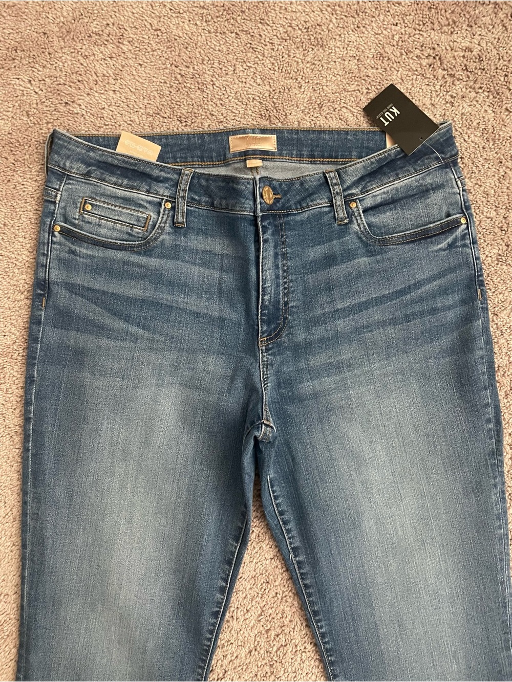 NWT KUT Catherine Boyfriend Straight-Leg Medium Wash Jeans Women Size 14 - Picture 3 of 10